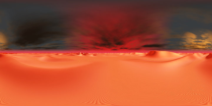 360 Grad Panorama mit einer futuristischen Wüstenlandschaft