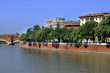 Verona, city on the Adige river in Veneto. Romeo and Juliet&rsquo;s story. Italy.