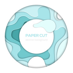 Turquois abstract layout - vector paper cut banner