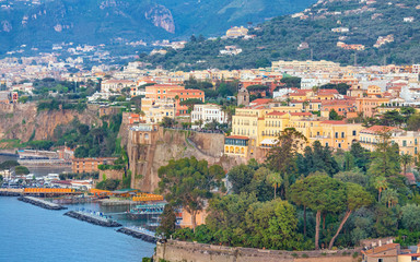 Fototapeta na wymiar Rocky coastline of Sorrento - popular tourist destination in Italy.