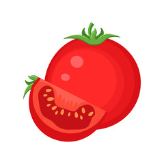 Colorful whole tomato and   red tomato slice vegetable vector il