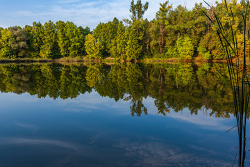 Fototapeta na wymiar Beautiful lake with crystal water. Natural landscape view