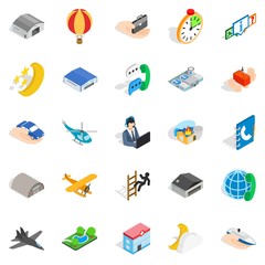 Notification center icons set. Isometric set of 25 notification center vector icons for web isolated on white background