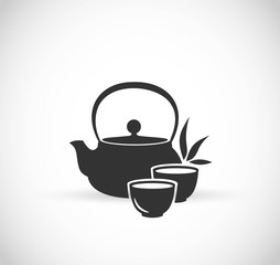 Japanese tea pot icon vector