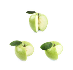 Green sliced apple isolated