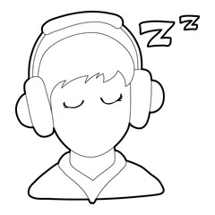 Sleeping boy icon. Outline illustration of sleeping boy vector icon for web design