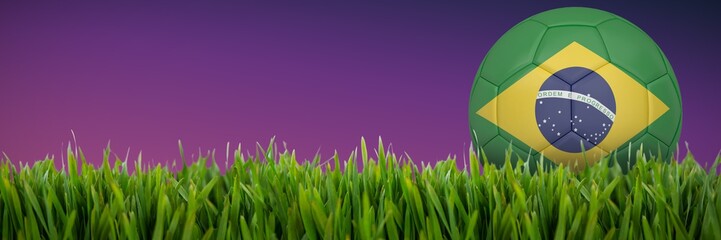 Composite image of football in brasil colours