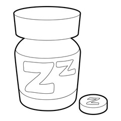 Sleeping pill icon. Outline illustration of sleeping pill vector icon for web design