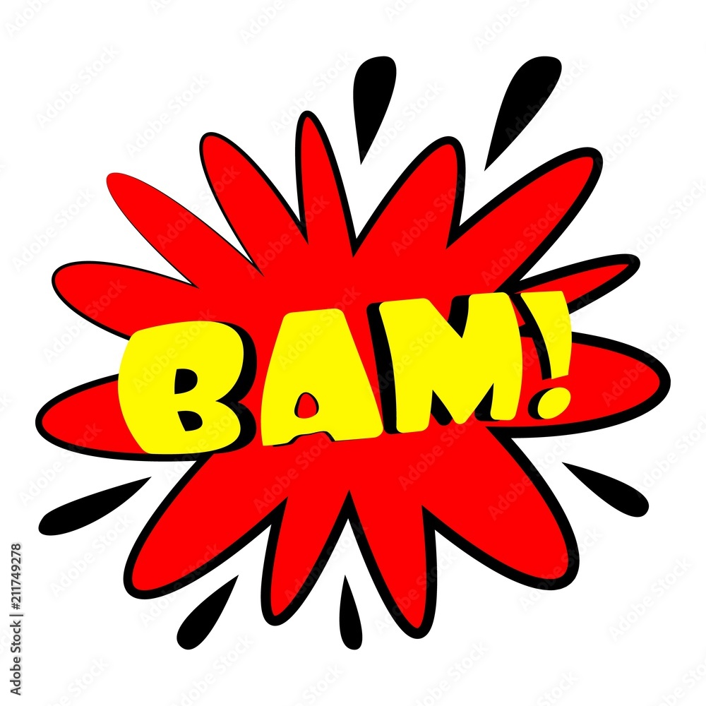 Aufkleber bam explosion sound effect icon. cartoon illustration of bam explosion sound effect vector icon for 