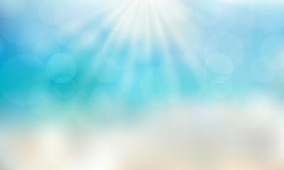 Summer season time on the beach with sunshine day blue sky background.