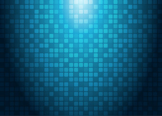 Abstract technology concept with lighting effect blue squares pattern futuristic background.