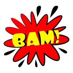 Bam explosion sound effect icon. Cartoon illustration of bam explosion sound effect vector icon for web design