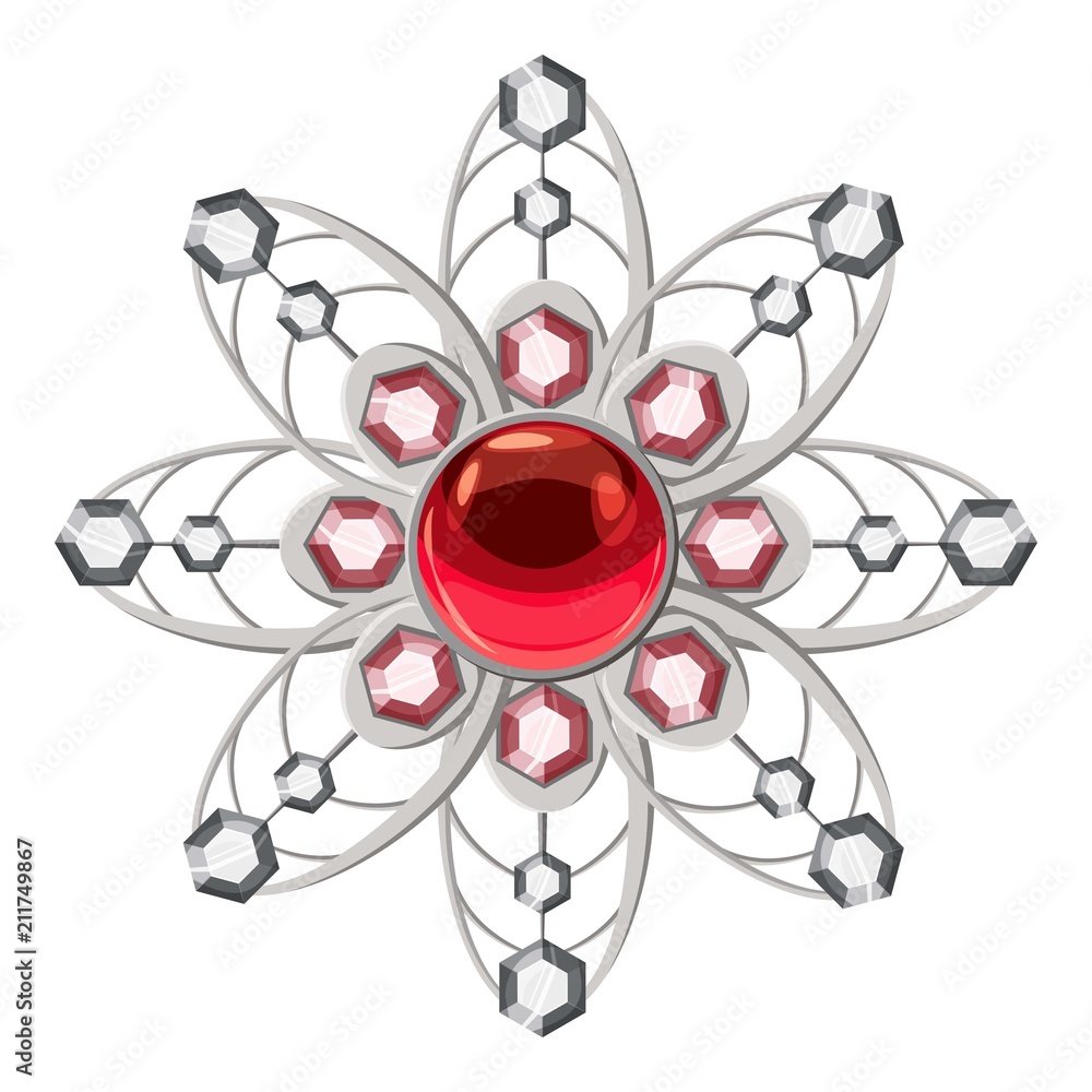 Poster brooch with ruby icon. cartoon illustration of brooch with ruby vector icon for web design