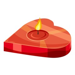 Heart shaped candle icon. Cartoon illustration of candle vector icon for web design