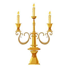 Candelabrum with three candles icon. Cartoon illustration of candle vector icon for web design - obrazy, fototapety, plakaty
