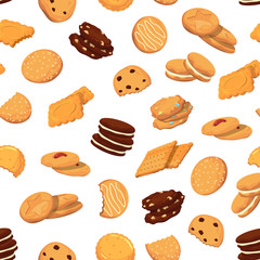 Vector pattern or background illustration with cartoon cookies