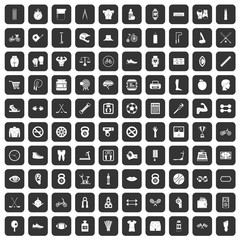 100 kettlebell icons set in black color isolated vector illustration