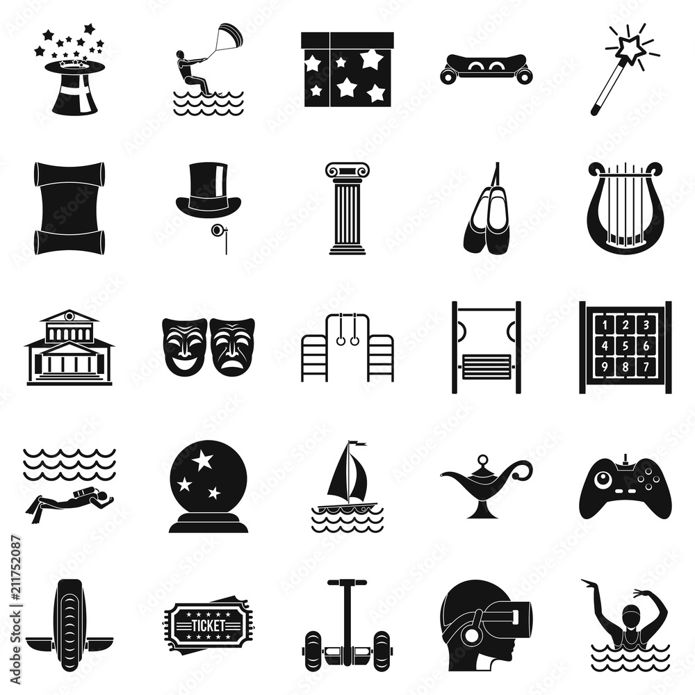 Poster magic icons set. simple set of 25 magic icons for web isolated on white background
