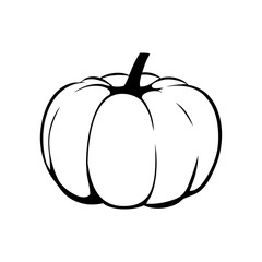 Icono plano dibujo calabaza en color negro