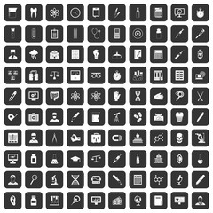 100 lab icons set in black color isolated vector illustration