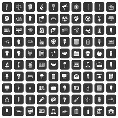 100 lamp icons set in black color isolated vector illustration