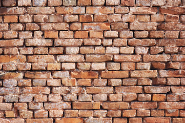 red aged brick background