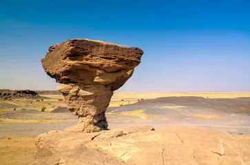 Fotobehang Rotsformatie in de Sahara-woestijn in de buurt van Tchirozerine, Agadez, Niger © homocosmicos
