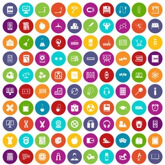 100 learning kids icons set in different colors circle isolated vector illustration