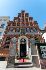 Lübeck, historical façade with staircase Gable, house of the boat Company
