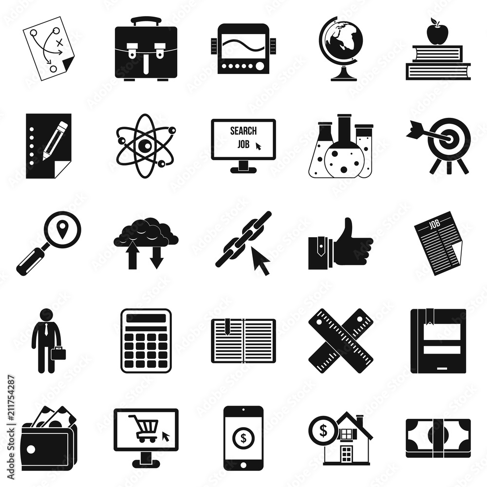 Poster science icons set. simple set of 25 science icons for web isolated on white background