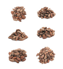 Pile of cocoa beans isolated