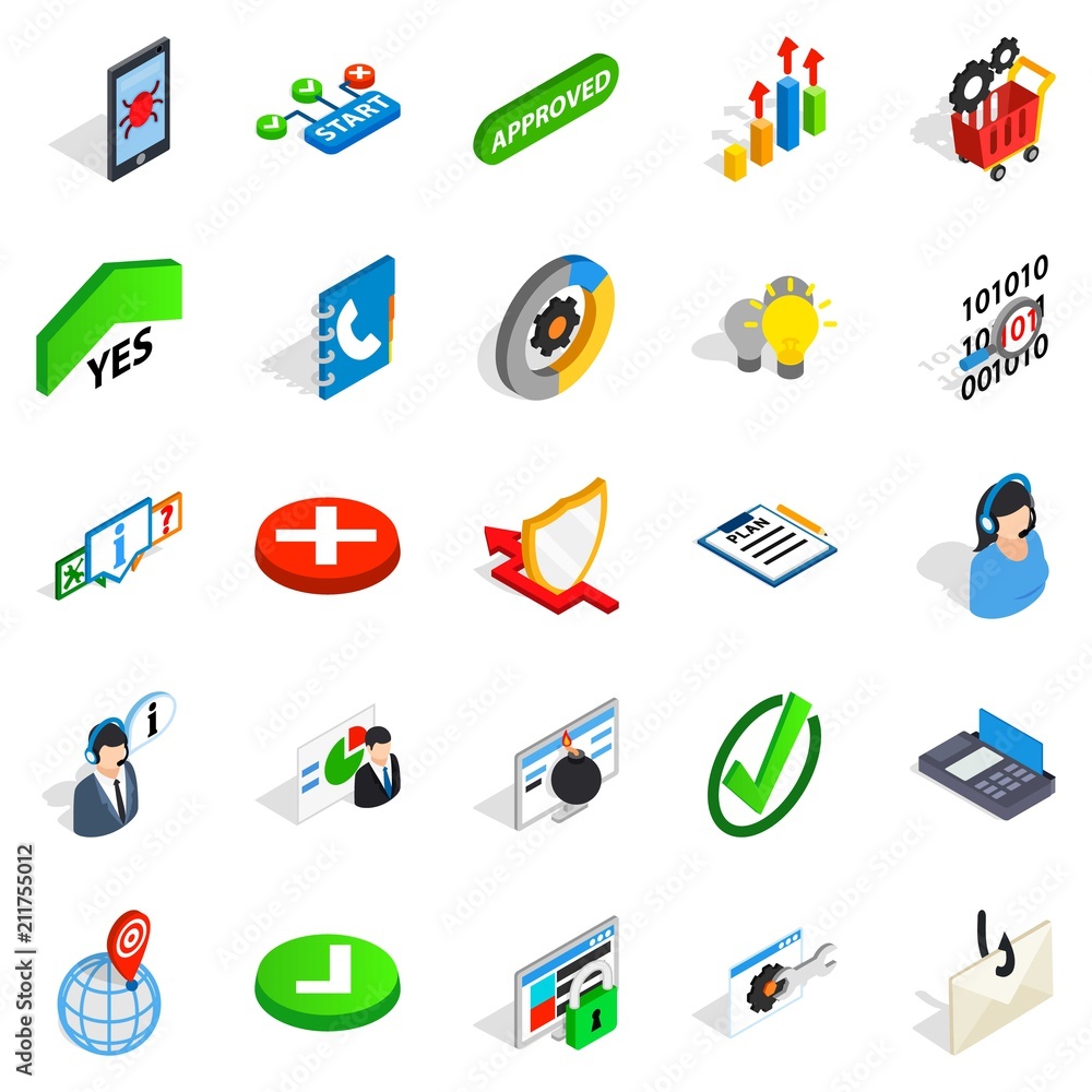Poster business model icons set. isometric set of 25 business model vector icons for web isolated on white 