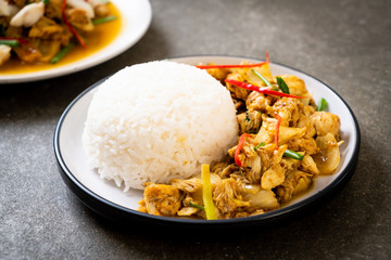 Fried crab in curry powder with rice