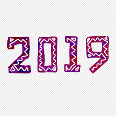 2019 grunge stamp. New Year sign.