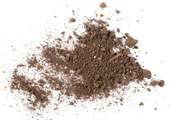 Dirt, soil pile isolated on white background