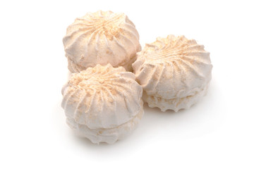 Delicious marshmallows, isolated on white background. Close-up.