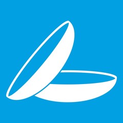 Contact lenses icon white isolated on blue background vector illustration
