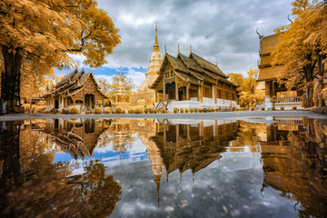Wat phra sing temple after the rain in Chiang mai Thailand