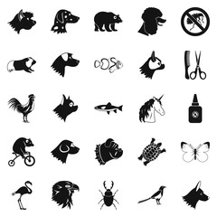 Dogs icons set. Simple set of 25 dogs icons for web isolated on white background