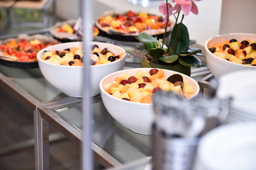 Catering service with delicious deserts and fruit tarts