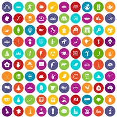 100 map icons set in different colors circle isolated vector illustration