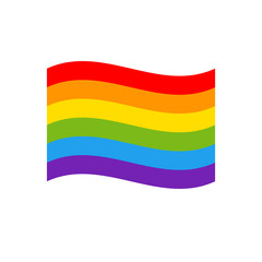 Pride flag vector icon. Color rainbow background, LGBT Lesbian gay bisexual transgender concept, colored horizontal wave stripes Symbol isolated on white