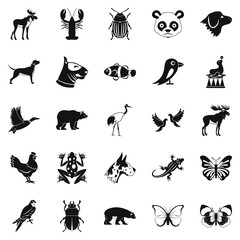 Forest animals icons set. Simple set of 25 forest animals icons for web isolated on white background