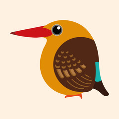 Kingfisher vector, brown winged kingfisher bird cartoon vector.