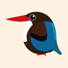 Kingfisher vector, white-throated kingfisher cartoon vector.