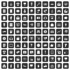 100 marketing icons set in black color isolated vector illustration