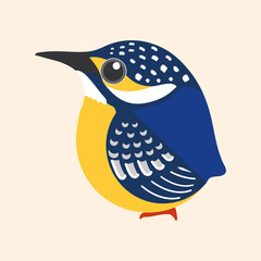 Common Kingfisher bird cartoon vector.