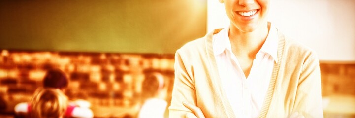 Portrait of teacher at back of classroom