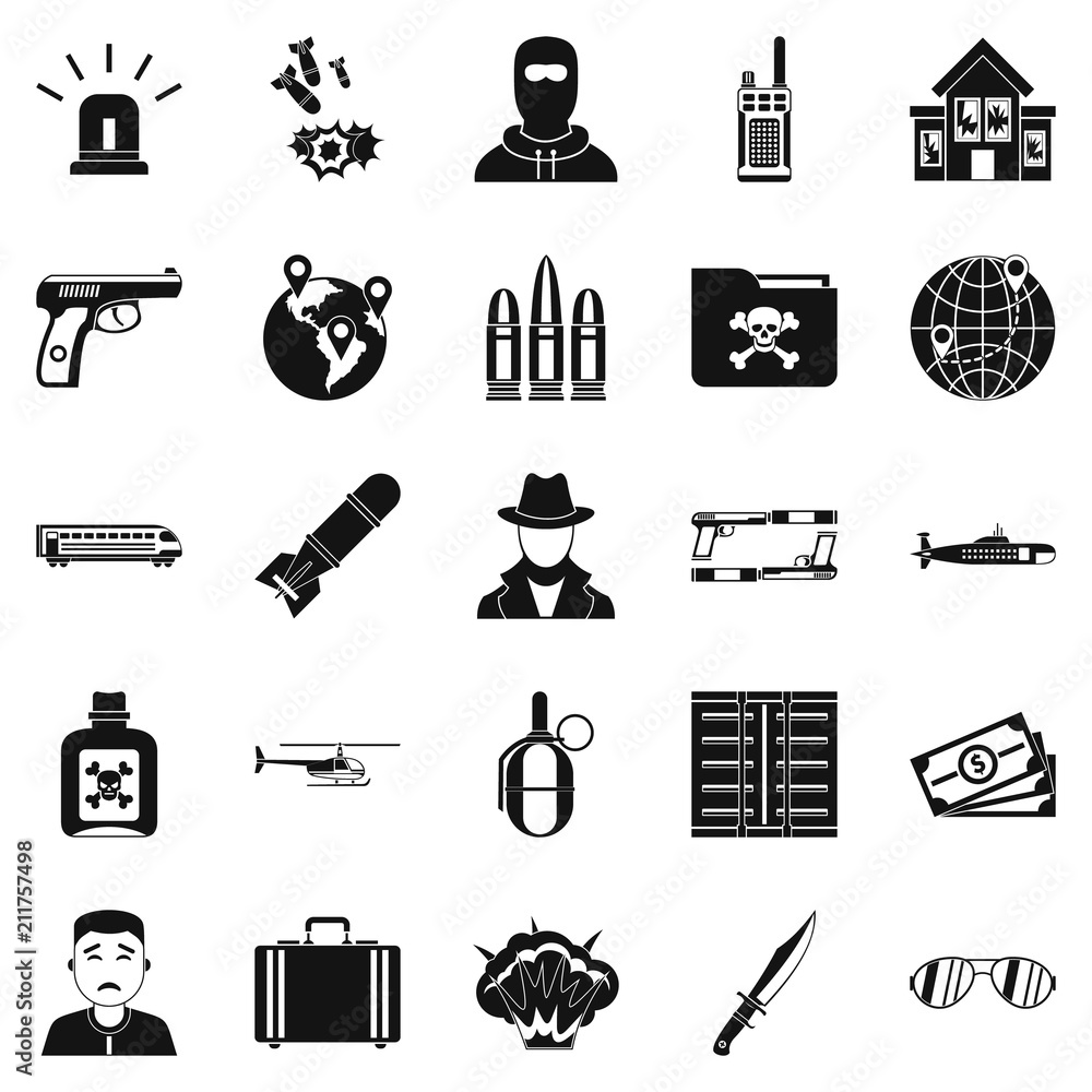Aufkleber antiterror icons set. simple set of 25 antiterror icons for web isolated on white background