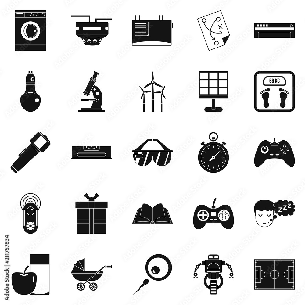 Poster robot icons set. simple set of 25 robot icons for web isolated on white background